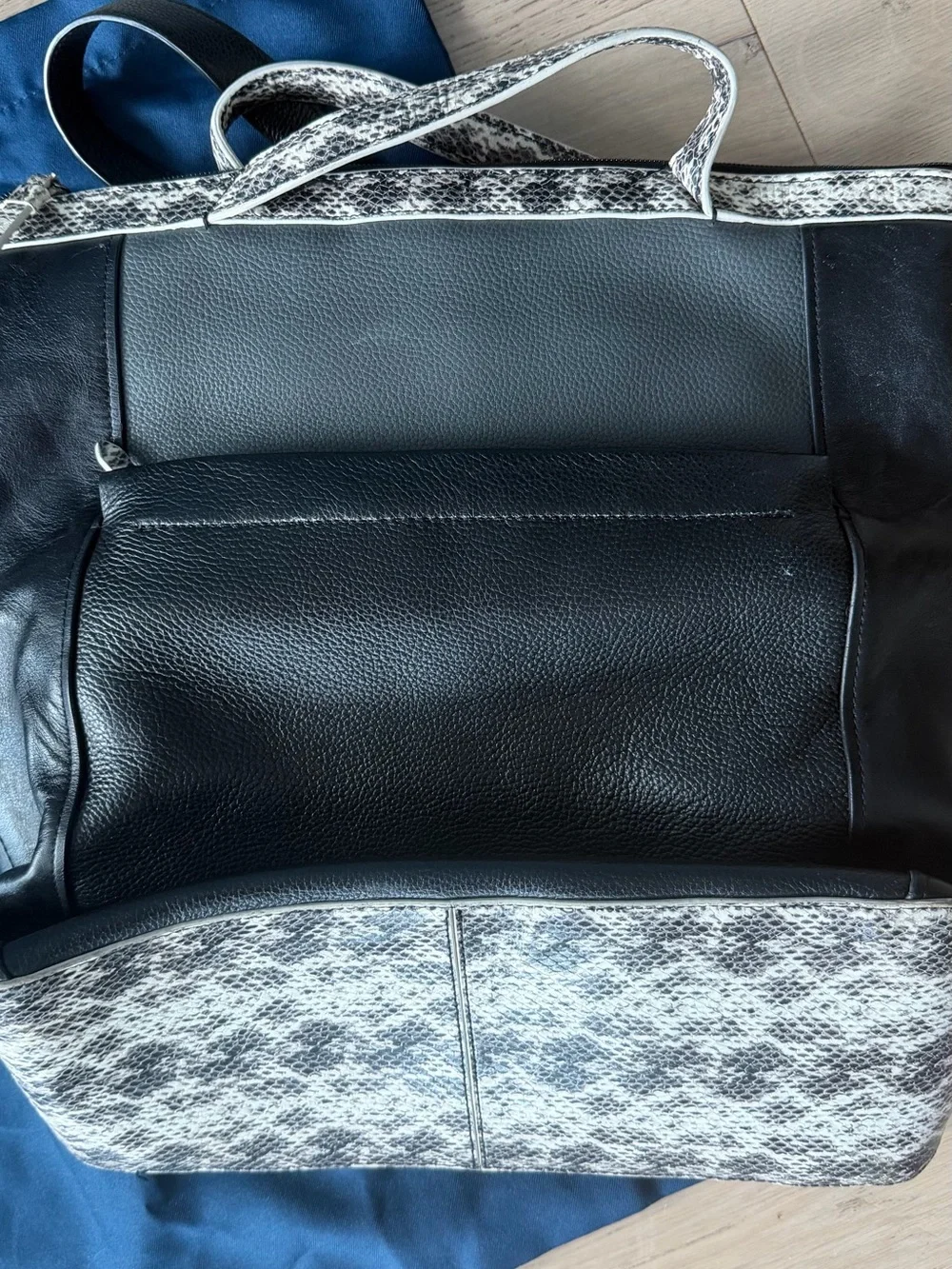 Cole Haan Black & Snake-Print Leather Tote Backpack with Dust Bag